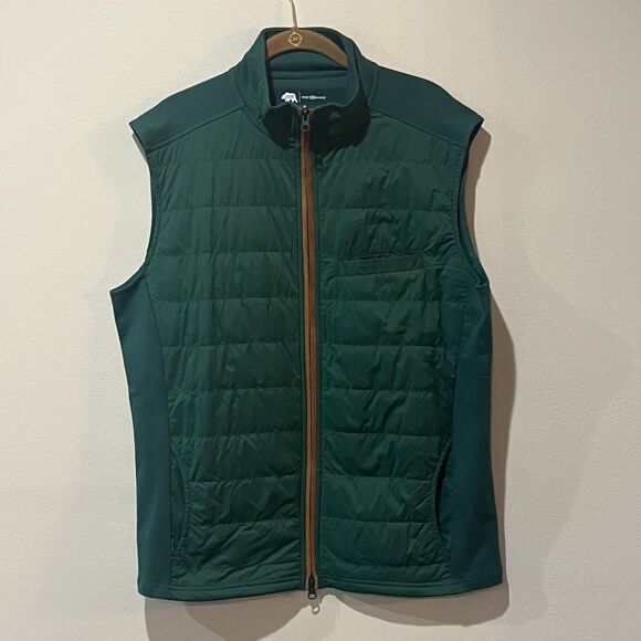ONWARD RESERVE Vest Mens Medium Green Full Zip Performance Pockets Stretch - Picture 1 of 8